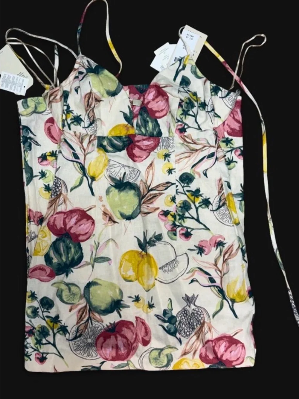 Abercrombie & Fitch White Floral Maxi Dress with Pink, Yellow and Green Accents